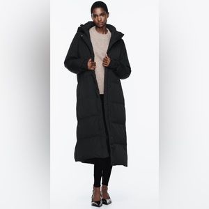 Zara water and wind protection longline hoodie puffer NWT
